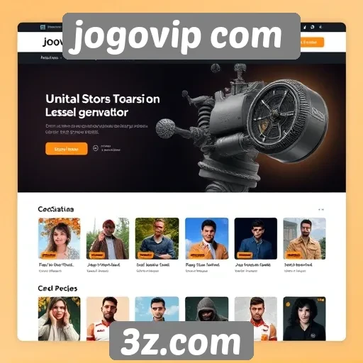 Navegação e design do site jogovip com em foco